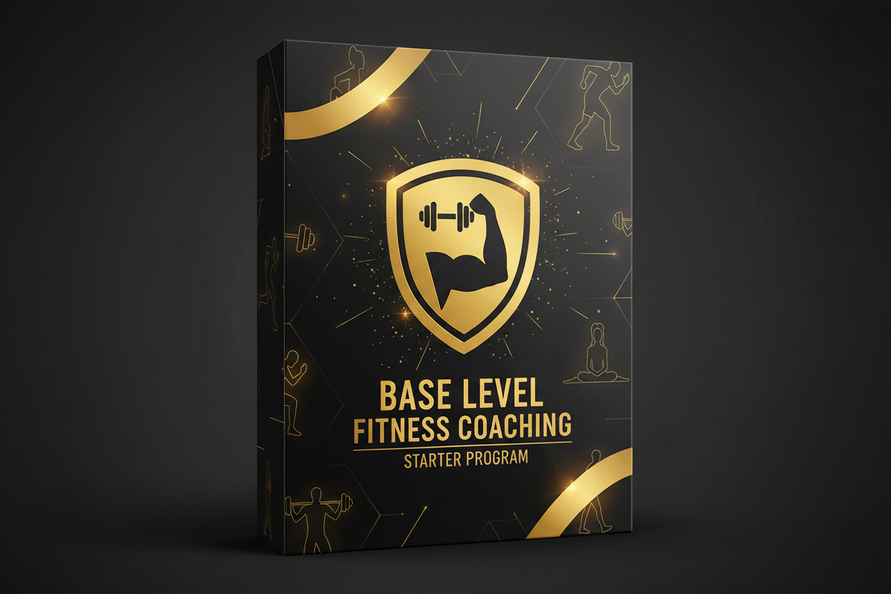 base level fitness coaching in colors black and gold